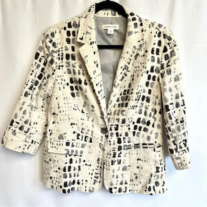 Coldwater Creek Business Suit Blazer Jacket Black White Spots Womens Size 10